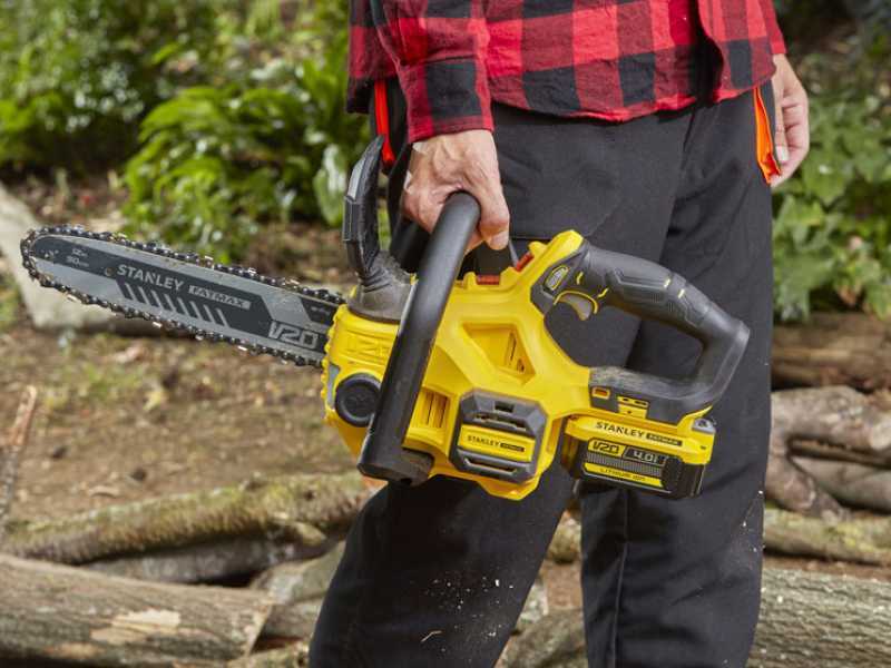 Stanley Fatmax V20 - Tron&ccedil;onneuse &agrave; batterie 18 V 4 Ah - Guide de 30 cm