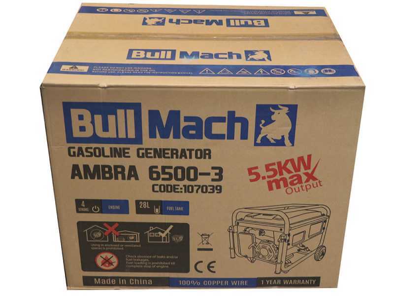 BullMach AMBRA 6500-3 - Groupe &eacute;lectrog&egrave;ne 5.5 Kw triphas&eacute; - Version &agrave; chariot