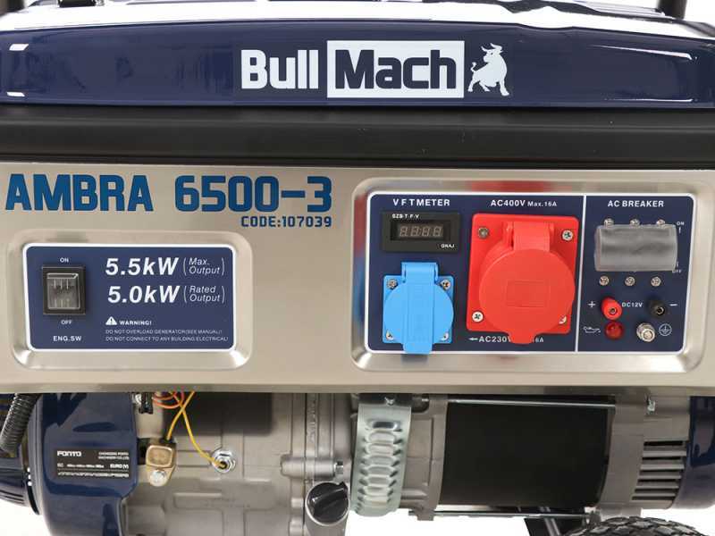 BullMach AMBRA 6500-3 - Groupe &eacute;lectrog&egrave;ne 5.5 Kw triphas&eacute; - Version &agrave; chariot