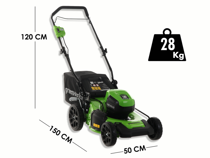 Greenworks GD40LM46HPK4 - Tondeuse &agrave; gazon &eacute;lectrique &agrave; batterie  40V/4Ah - Coupe 46 cm