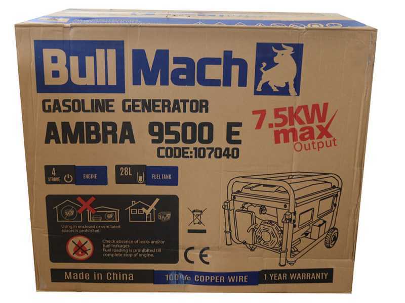 BullMach AMBRA 9500 E - Groupe &eacute;lectrog&egrave;ne 7.5 Kw monophas&eacute; - Bo&icirc;tier ATS inclus