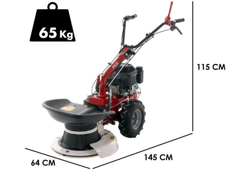 Motofaucheuse rotative &agrave; roues thermique tract&eacute;e Eurosystems P55 - Loncin 196cm3