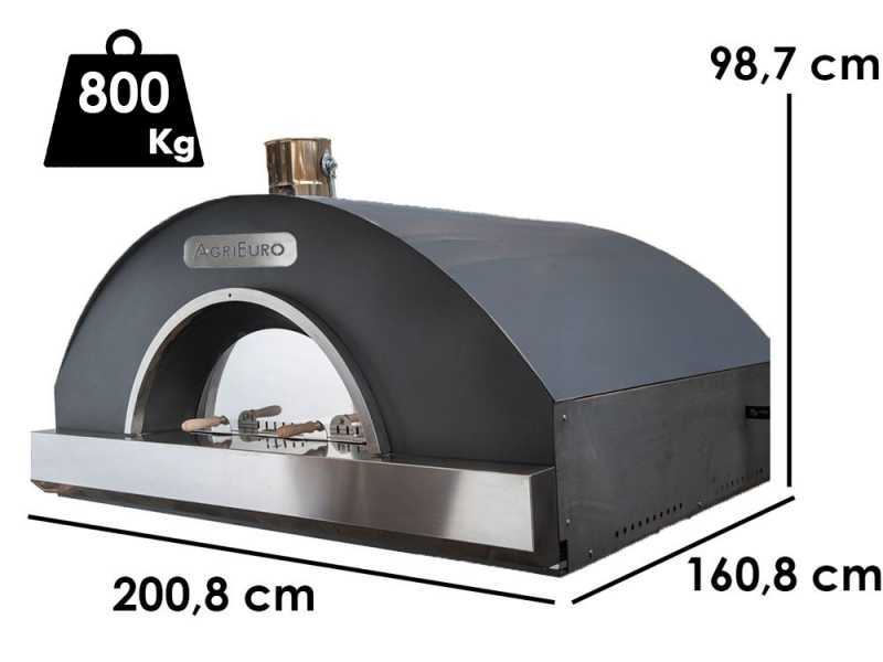 Agrieuro Top Line - Four &agrave; bois Professionnel 10 pizzas - En acier inox - 200 pizzas/heure