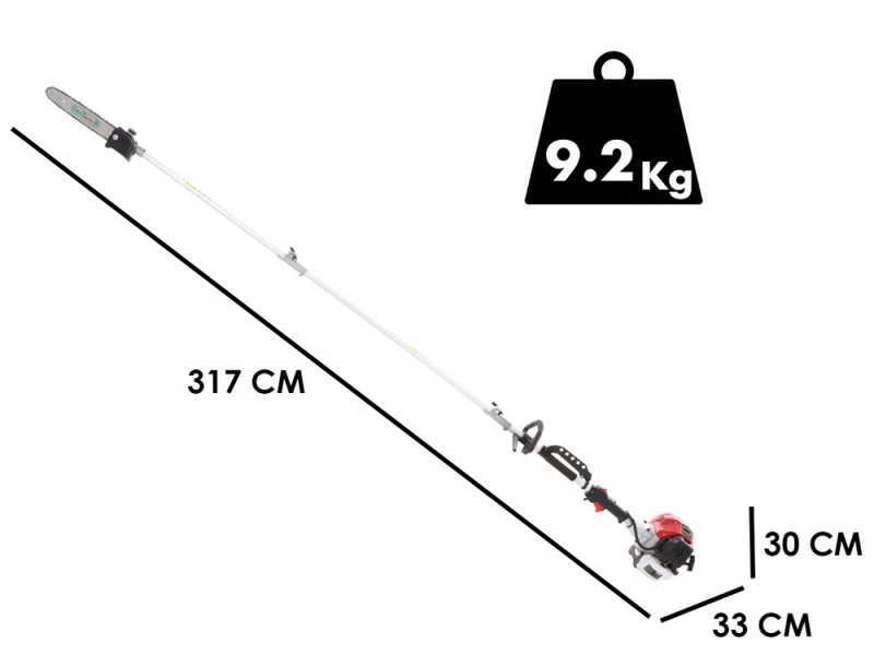 Perche &eacute;lagueuse thermique &agrave; 2 temps GeoTech GT-2 52 L avec perche de rallonge - 52 cm3