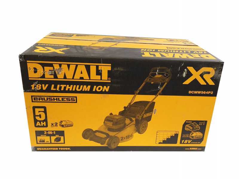 Tondeuse &agrave; gazon sur batterie DeWalt DCMW564P2-QW -2 Batteries 18V/5Ah - Largeur de coupe 48 cm