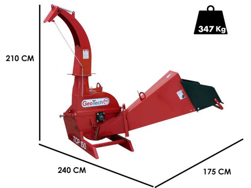 GeoTech Pro TCP 150 - Broyeur de branches &agrave; tracteur - Diam&egrave;tre de coupe 150 mm