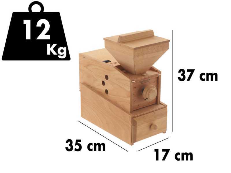 Moulin artisanal pour farine WIDU Widukind Mod. 1 en bois de h&ecirc;tre