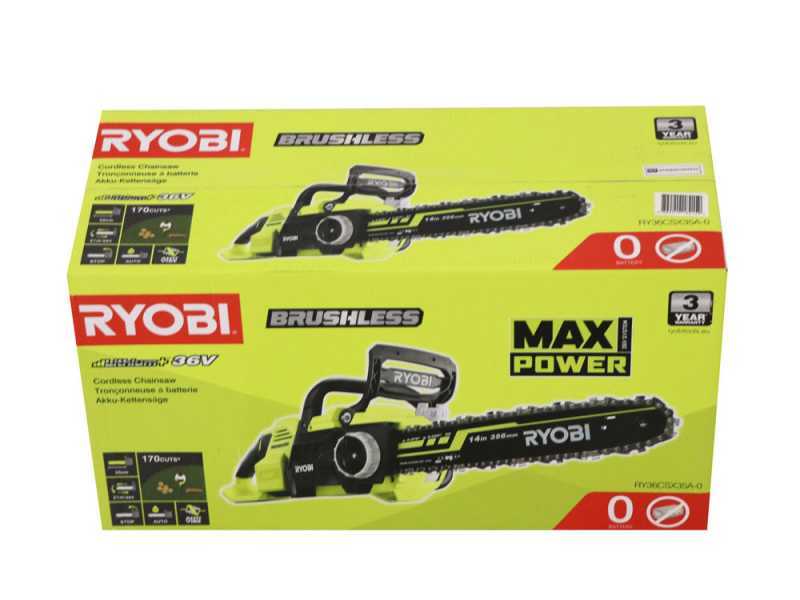 Tron&ccedil;onneuse &eacute;lectrique RYOBI BRUSHLESS RY36CSX35A-0 - MAX POWER 36V - longueur du guide 35cm - SANS BATTERIE ET SANS CHARGEUR