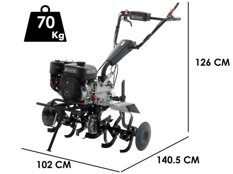 Motobineuse BlackStone MHG 2000 avec moteur thermique &agrave; essence de 212 cm3