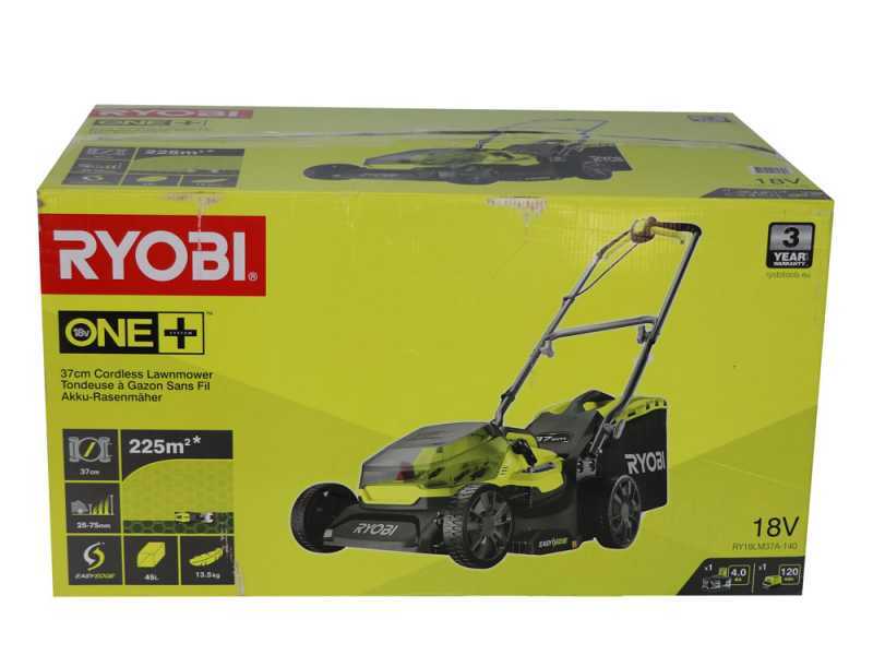 Tondeuse &eacute;lectrique &agrave; batterie RYOBI RY18LM37A-140 - 18V - 4Ah - bac de 45 l - Coupe de 37 cm