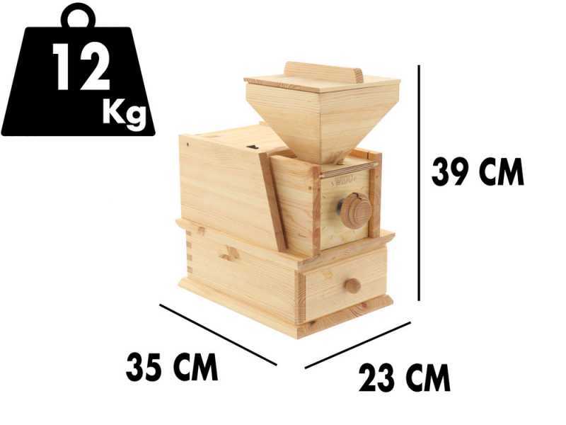 Moulin Artisanal pour farine WIDU Volksm&uuml;hle Mod. 2 en bois massif