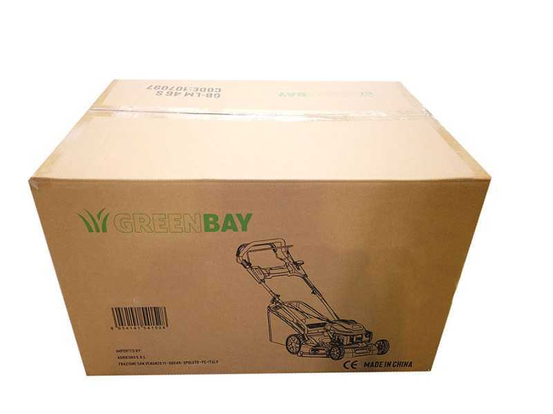 Tondeuse &agrave; gazon tract&eacute;e GreenBay GB-LM 46 SH - 4 en 1 - Moteur Honda GCVx145