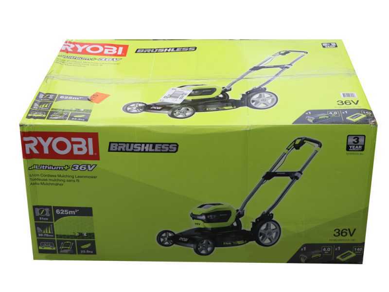 Tondeuse &eacute;lectrique &agrave; batterie RYOBI RY36LMMX51A-140 seulement mulching - MAX POWER 36V - 4Ah - coupe de 51 cm