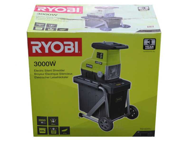Ryobi RSH3045U - Broyeur de v&eacute;g&eacute;taux &eacute;lectrique - Bac de 55L - Diam&egrave;tre de coupe de 45 mm - 3000 W