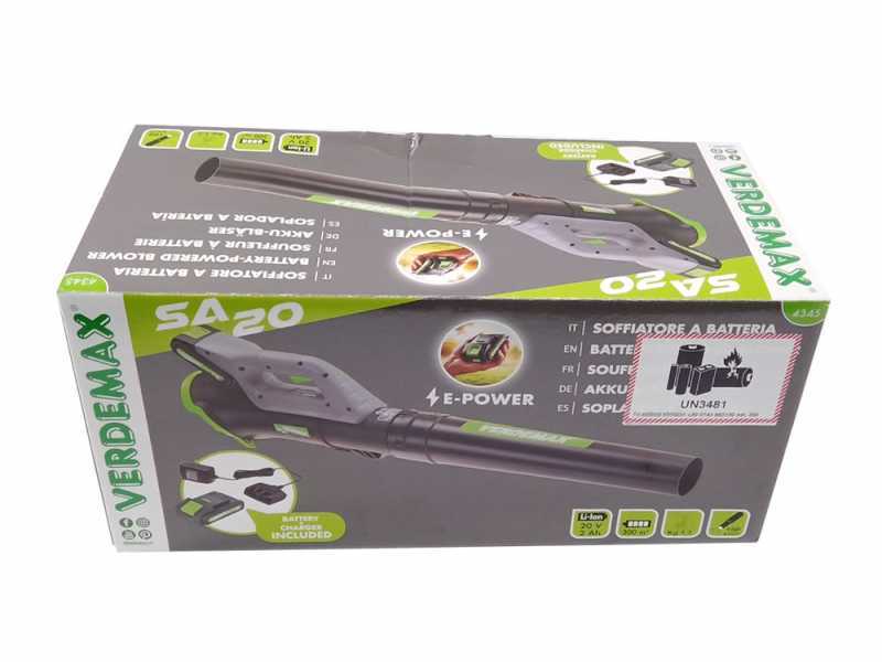 Verdemax SA20 - Souffleur de feuilles &agrave; batterie 20 V 2 Ah