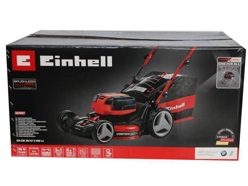 Tondeuse &agrave; gazon &agrave; batterie Einhell GE-CM 36/47 S HW Li - Tondeuse autotract&eacute;e 47 cm - 4 X 4Ah