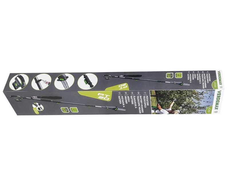 Perche &eacute;lagueuse &agrave; batterie t&eacute;lescopique Verdemax PT20- Batterie de 20V - 2AH