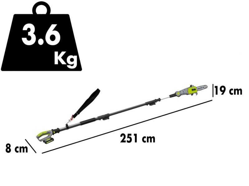 Perche &eacute;lagueuse &agrave; batterie t&eacute;lescopique Verdemax PT20- Batterie de 20V - 2AH