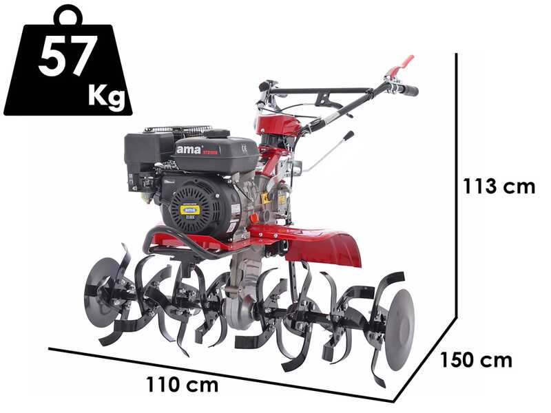 AMA MTZ100G - Motobineuse &agrave; essence 7 CV - Moteur de 212 cm3