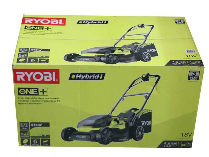 Ryobi Hybrid RY18LMH37A-250 - Tondeuse &agrave; gazon &agrave; batterie - 2x18V/5Ah - Coupe de 37&nbsp;cm