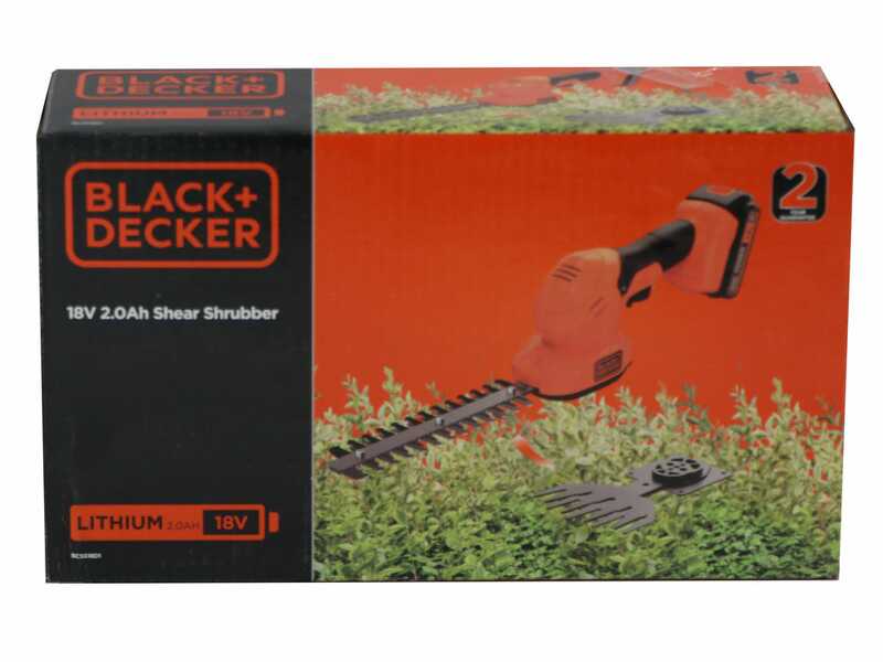 Black &amp; Decker B&amp;DBCSS18D1W - Cisaille &agrave; gazon et &agrave; haies &agrave; batterie 18V 2Ah + une batterie 18V 2Ah offerte