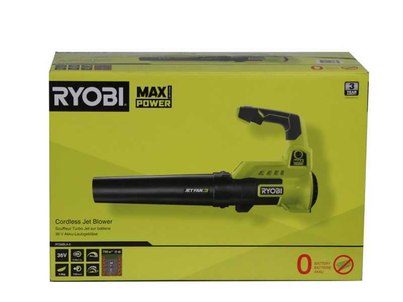 Souffleur &agrave; feuilles RYOBI RY36BLA-0 Turbojet - 36V - SANS BATTERIE NI CHARGEUR