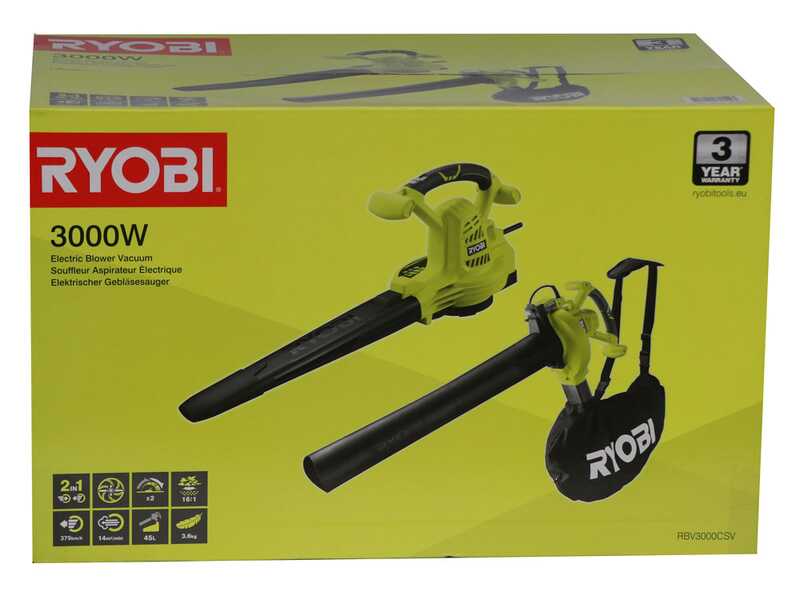 RYOBI RBV3000CSV - Souffleur - aspirateur - broyeur &eacute;lectrique