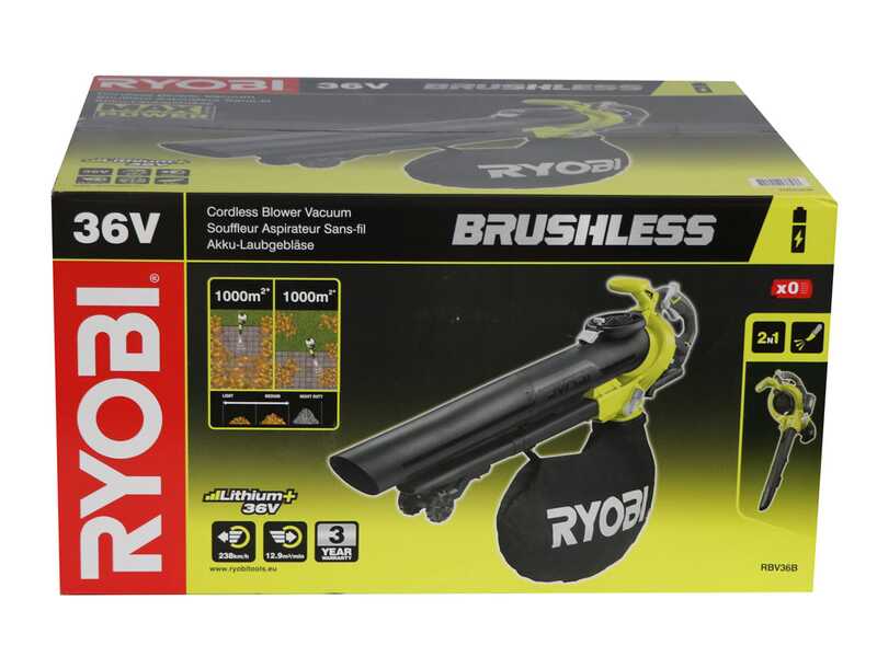 RYOBI RBV36B - Souffleur aspirateur et broyeur sans fil - SANS BATTERIE NI CHARGEUR