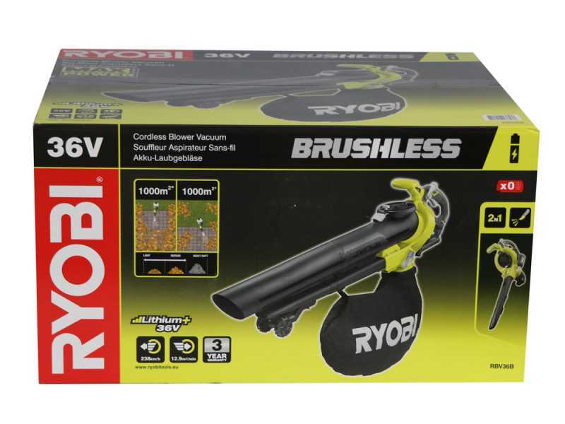 Souffleur, aspirateur et broyeur &agrave; batterie RYOBI RBV36B - 36V - SANS BATTERIE NI CHARGEUR