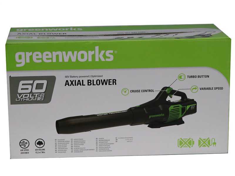 Souffleur axial &agrave; batterie Greenworks GD60AB 60V - SANS BATTERIE ET CHARGEUR