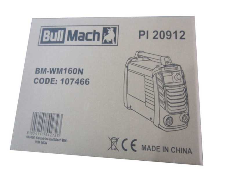 Poste &agrave; souder inverter &agrave; &eacute;lectrode &agrave; courant continu BullMach BM-WM 160N - 160A - avec Kit MMA