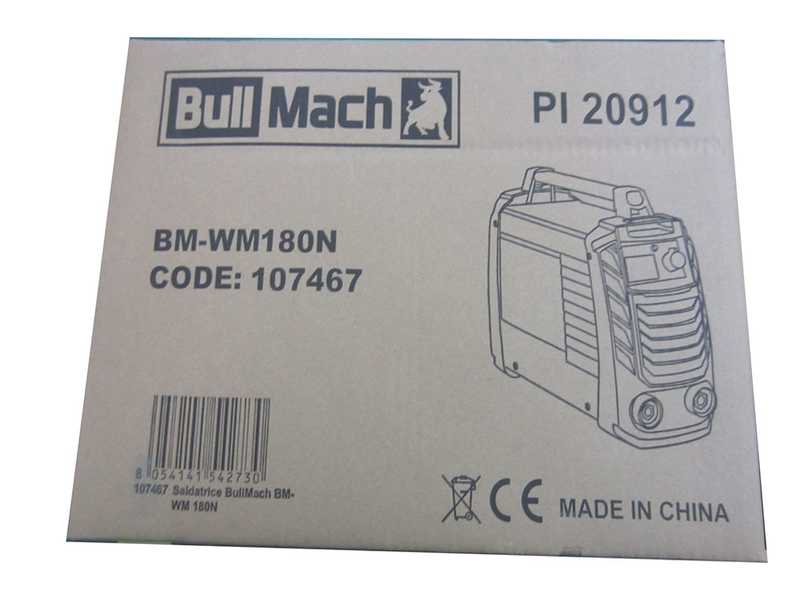 Poste &agrave; souder inverter &agrave; &eacute;lectrode &agrave; courant continu BullMach BM-WM 180N - 180A - avec Kit MMA