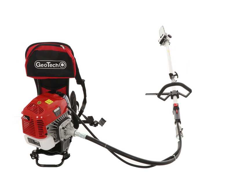 &Eacute;lagueuse thermique &agrave; dos 2 temps GeoTech GT-2 58 BP avec perche de rallonge - 58 cm3