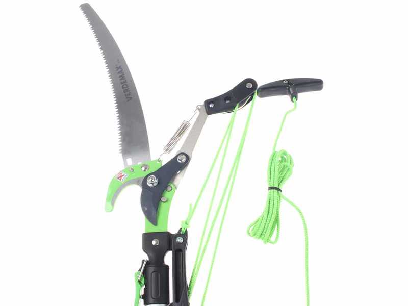 Verdemax - &Eacute;chenilloir avec scie et perche t&eacute;lescopique &agrave; 3&nbsp;sections de 130-310&nbsp;cm