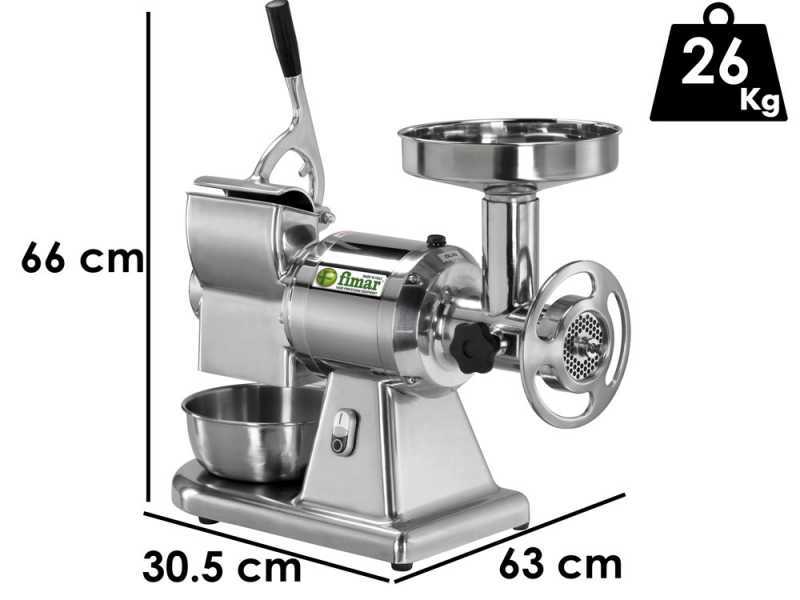 Hachoir &agrave; viande &eacute;lectrique FIMAR TC22T - Avec r&acirc;pe int&eacute;gr&eacute;e - Groupe de broyage en aluminium -  monophas&eacute; - 1.5CV/230V