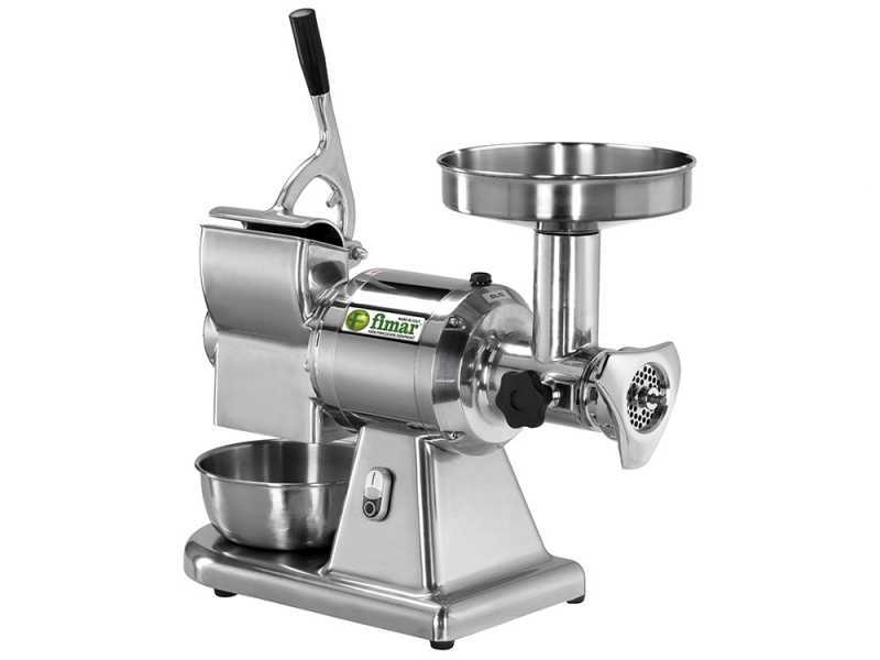 Fimar TC12T - Hachoir &agrave; viande &eacute;lectrique avec r&acirc;pe int&eacute;gr&eacute;e - 400 V - 1 CV - Groupe de hachage INOX - Sans inverseur de marche