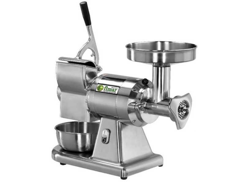 Fimar TC12AT - Hachoir &agrave; viande &eacute;lectrique avec r&acirc;pe int&eacute;gr&eacute;e - 230 V - 1 CV - Groupe de hachage en aluminium - Sans inverseur de marche