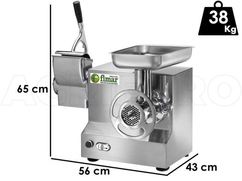 Hachoir &agrave; viande &eacute;lectrique FIMAR TC22AT - R&acirc;pe int&eacute;gr&eacute;e - Groupe de broyage amovible en acier inox - Monophas&eacute; - 230 V / 1.5 CV