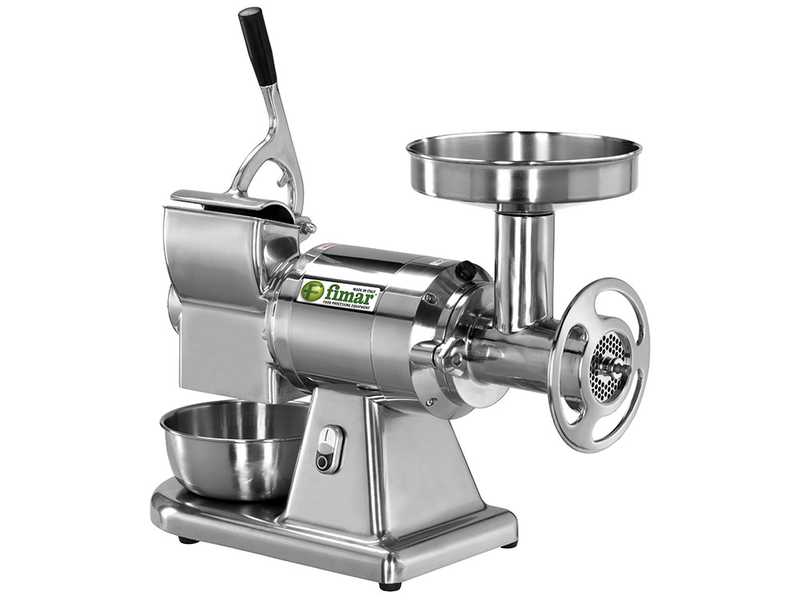 Fimar TC22AE - Hachoir &agrave; viande &eacute;lectrique avec r&acirc;pe int&eacute;gr&eacute;e - 400 V - 1.5 CV - Groupe de hachage en aluminium - Sans inverseur de marche