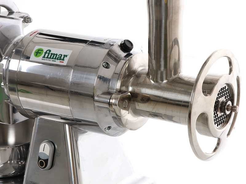 Fimar TC22AE - Hachoir &agrave; viande &eacute;lectrique avec r&acirc;pe int&eacute;gr&eacute;e - 400 V - 1.5 CV - Groupe de hachage en aluminium - Sans inverseur de marche