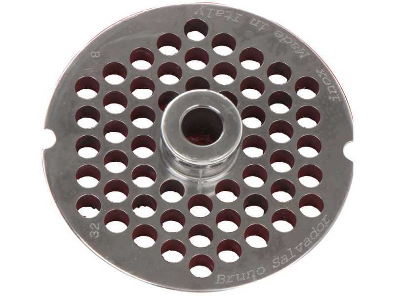 Fili&egrave;re pour hachoir &agrave; viande N.12 - trous de &Oslash; 8 mm - diam&egrave;tre fili&egrave;re 69 mm