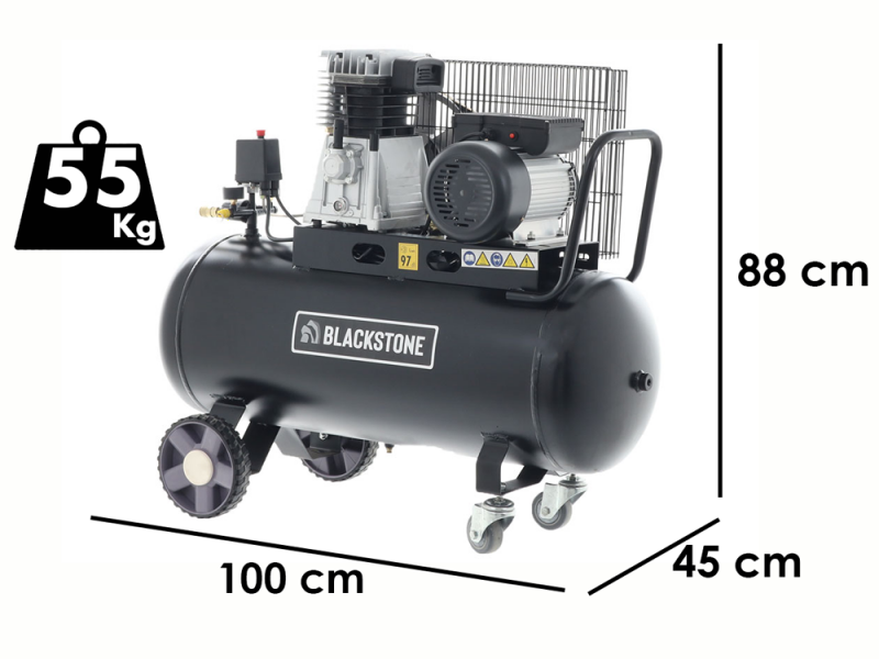 BlackStone B-LBC 100-30 - Compresseur d'air &eacute;lectrique &agrave; courroie - Moteur 3 CV - 100 L