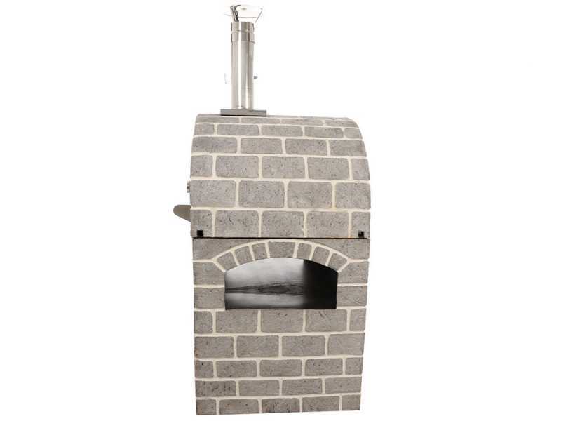 AgriEuro Pulcinella STONE - Four &agrave; bois pour pizza d'ext&eacute;rieur Gris de 80X60 - 4 pizzas