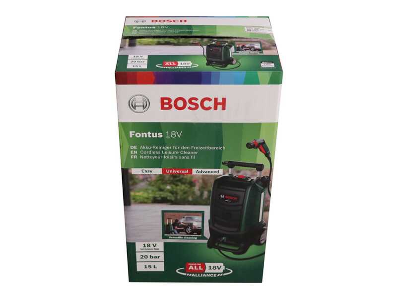 BOSCH Fontus GEN 2 - Nettoyeur haute pression portatif &agrave; batterie - 20 bars - 180 l/h - R&eacute;servoir 15 L