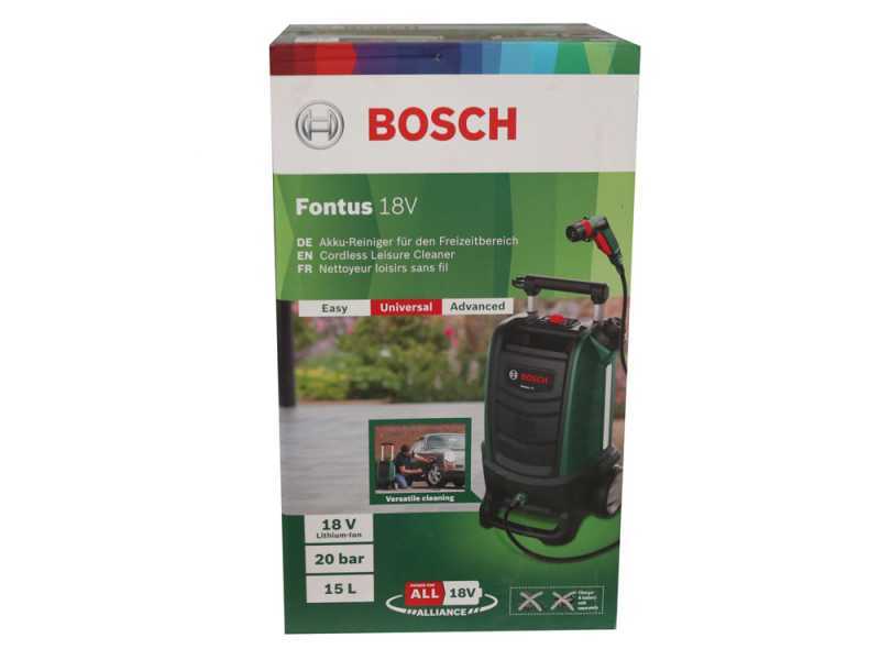 Nettoyeur haute pression &agrave; batterie BOSCH Fontus GEN 2 - 20 bar - compact - r&eacute;servoir 15 l - 18V - SANS BATTERIE NI CHARGEUR
