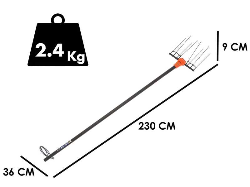 Jolly Italia V50X  - Peigne vibreur &eacute;lectrique &agrave; batterie - 12V - Perche fixe de 2,3 mt et rallonge Step-Up