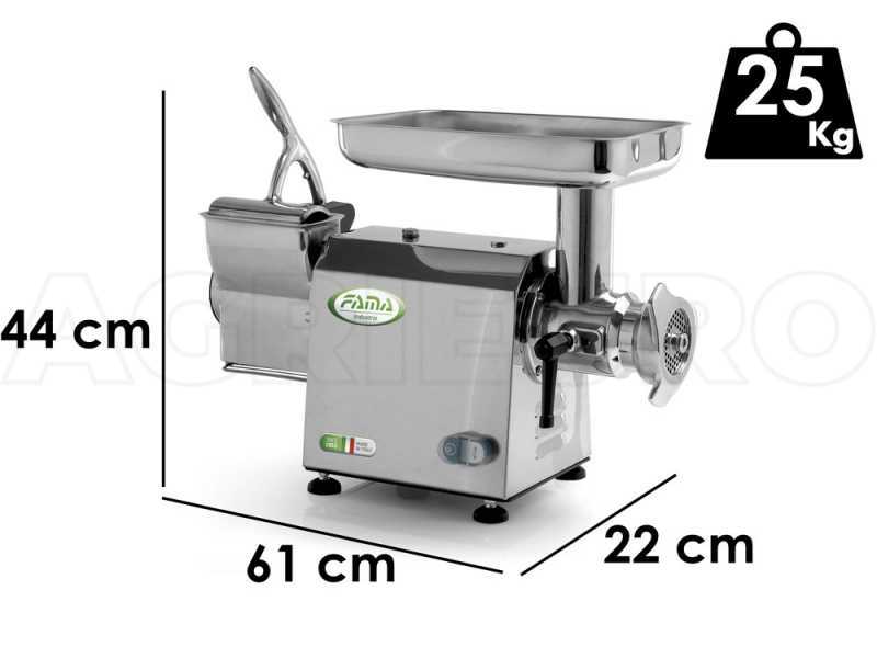 Fama TGI22 - Hachoir &agrave; viande &eacute;lectrique - R&acirc;pe int&eacute;gr&eacute;e - Groupe de hachage en acier inox - 230V