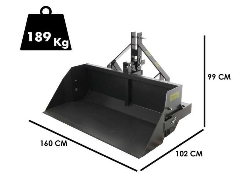 Godet arri&egrave;re pour tracteur Blackstone B-PAL 160 - avec lame de 160 cm - charge 700Kg