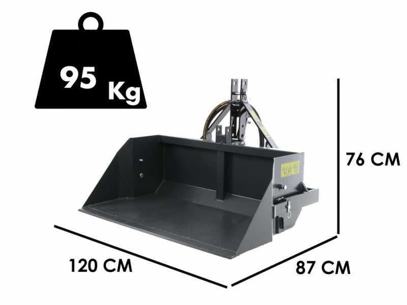 Godet arri&egrave;re hydraulique pour tracteur BlackStone B-PAL H 120 - de 120 cm - Charge 400Kg