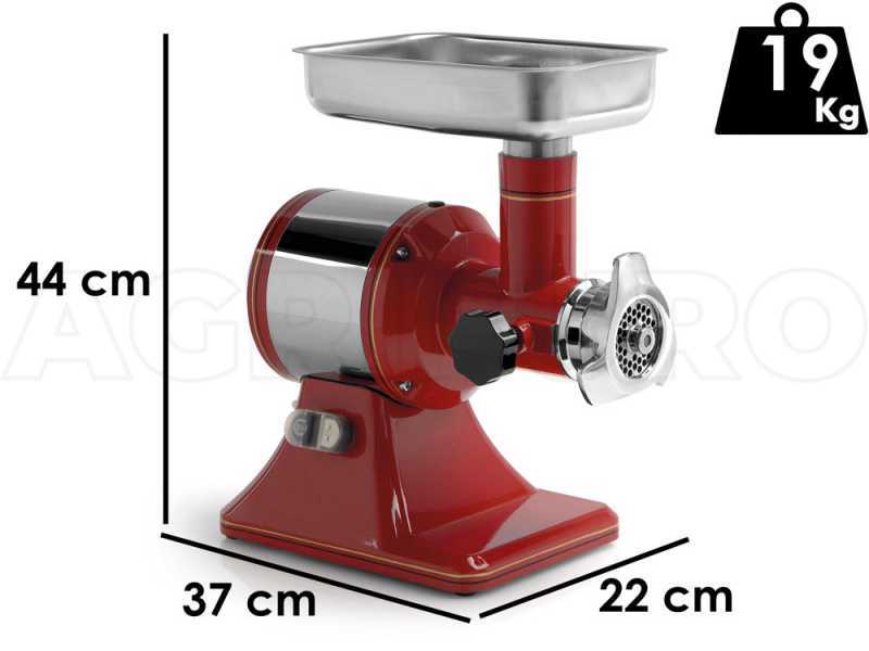 Hachoir &agrave; viande &eacute;lectrique FAMA TS12R RETRO' - Groupe de broyage amovible en fonte trait&eacute;e pour les aliments -  Monophas&eacute; - 1.0CV/230V